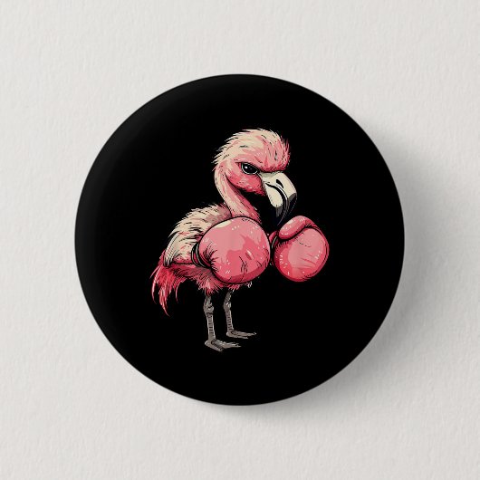 Funny Boxing Flamingo mit rosa Handschuhen Kinder Button (Vorderseite)