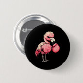 Funny Boxing Flamingo mit rosa Handschuhen Kinder Button (Vorne & Hinten)