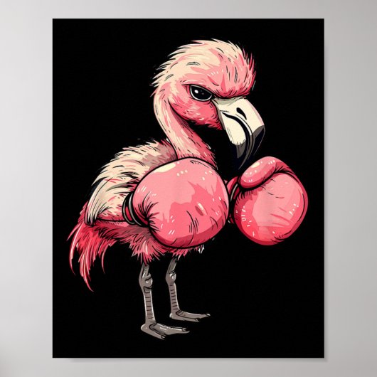 Funny Boxing Flamingo mit rosa Handschuhen Kinder Poster (Vorne)