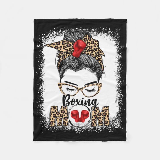 Funny Boxing Gloves Messy Bun Boxing Mama Fleecedecke (Vorderseite)