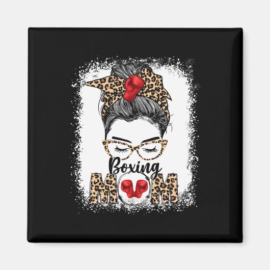 Funny Boxing Gloves Messy Bun Boxing Mama Magnet (Vorne)