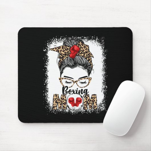 Funny Boxing Gloves Messy Bun Boxing Mama Mousepad (Mit Mouse)