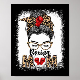 Funny Boxing Gloves Messy Bun Boxing Mama Poster