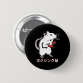 Funny Boxing Mouse Japanisch Button (Vorne & Hinten)