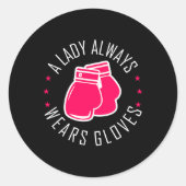 Funny Boxing Pink Gloves T Shirt Women Boxer Runder Aufkleber (Vorderseite)