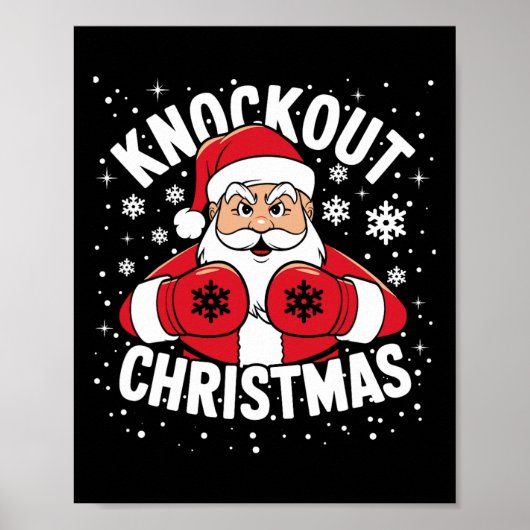 Funny Boxing Player Xmas Lights Weihnachtsmann Chr Poster (Vorne)