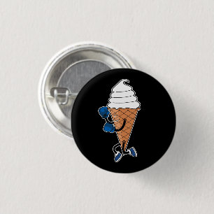 Funny Boxing Sportaktivitäten Ice Cone Cartoon Button
