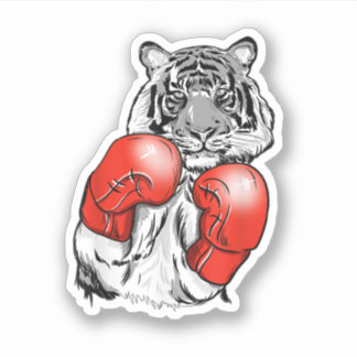 Funny Boxing Tiger With Red Gloves. Perfect design Aufkleber