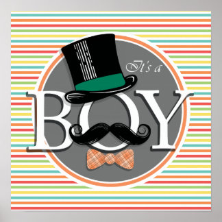 Funny Boy Baby Dusche Helle Regenbogenstreifen Str Poster