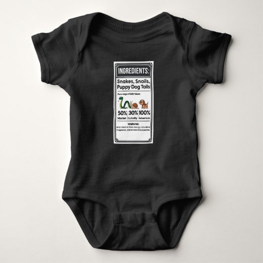 Funny Boy Ingredience Label Einfaches Halloween Baby Strampler (Vorderseite)