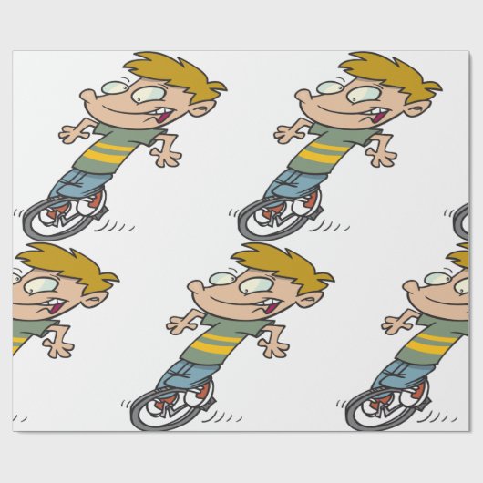 Funny Boy Riding Einrad Geschenkpapier (Flach)