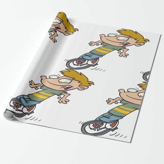 Funny Boy Riding Einrad Geschenkpapier (Ungerollt)