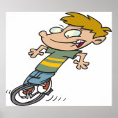 Funny Boy Riding Einrad Poster (Vorne)