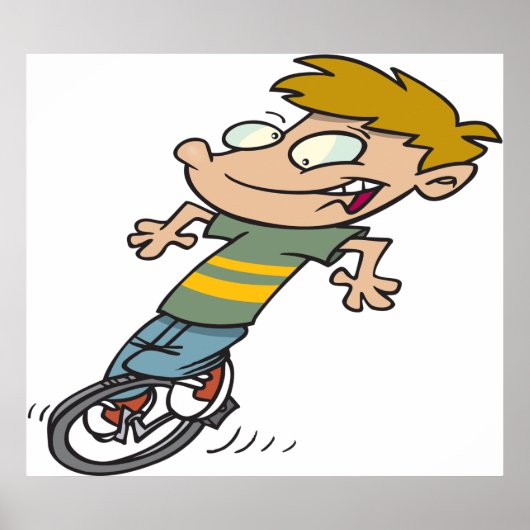Funny Boy Riding Einrad Poster (Vorne)