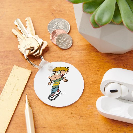 Funny Boy Riding Einrad Schlüsselanhänger