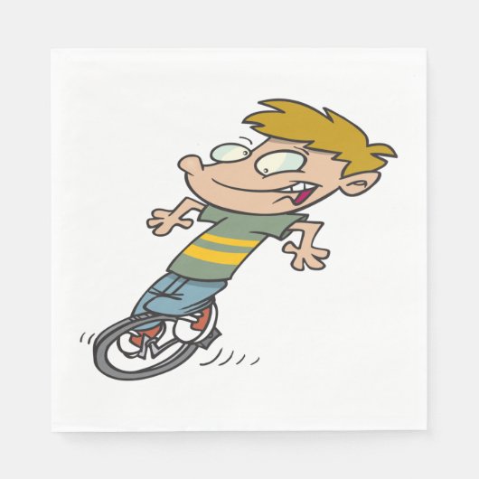 Funny Boy Riding Einrad Serviette (Vorderseite)