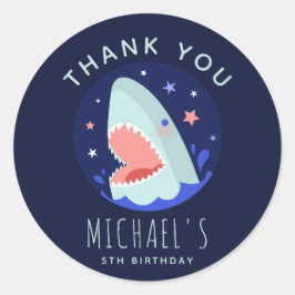 Funny Boy Shark Stars Danke für die Geburtstagspar Runder Aufkleber