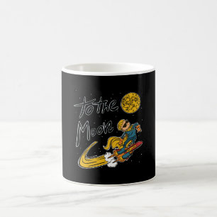 Funny Boy surfen im Weltraum zum Mond Kaffeetasse