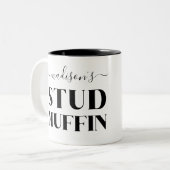 Funny Boyfriend Husband Stud Muffin Zweifarbige Tasse (Vorderseite Links)