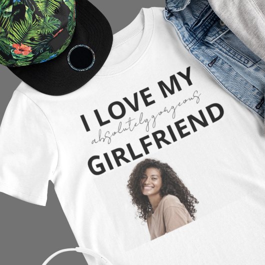Funny Boyfriend mit Girlfriend's Foto Gift T-Shirt