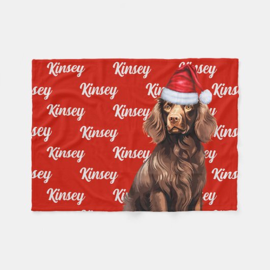 Funny Boykin Spaniel Dog Name Gemustert Weihnachte Fleecedecke (Vorderseite (Horizontal))