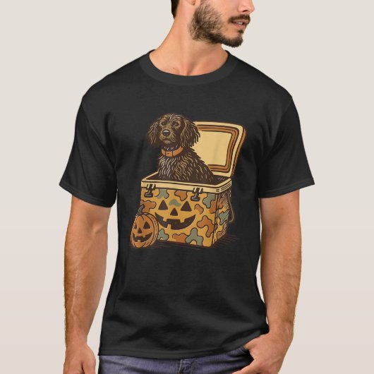 Funny Boykin Spaniel in Camo Cooler Pumpkin Face H T-Shirt (Vorderseite)