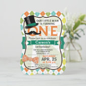 Funny Boy's 1. Geburtstags-Party Einladung (Stehend Vorderseite)