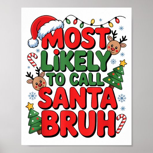 Funny Boys Christmas Most Likely To Call Santa Bru Poster (Vorne)