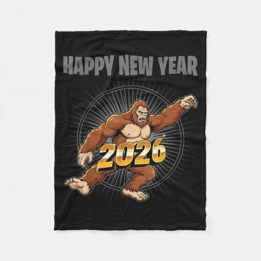 Funny Boys Nye Outfit, Mens Bigfoot Happy New Year Fleecedecke (Vorderseite)