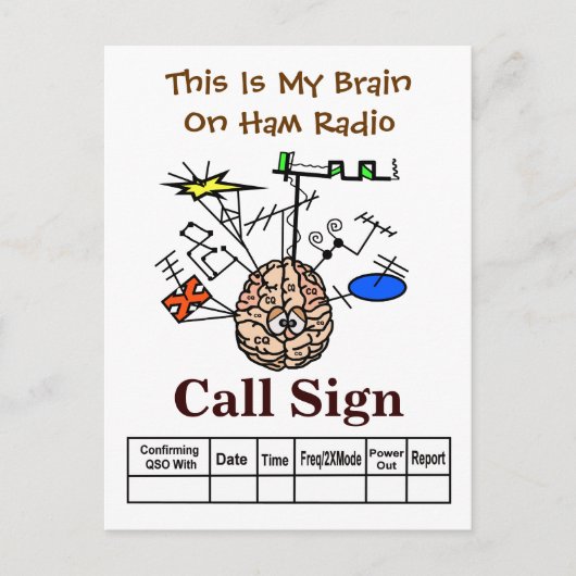 Funny Brain on Ham Radio QSL Card Postkarte (Vorderseite)