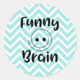 Funny Brain with SmileyFace Runder Aufkleber