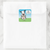 Funny braucht mehr Kuhkleber Quadratischer Aufkleber (Tasche)
