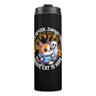 Funny Brave Cat Walking erschreckt Ghost, die Lieb Thermosbecher