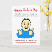 Funny Brave Face Covid Cartoon Vatertag Karte (Gelbe Blume)