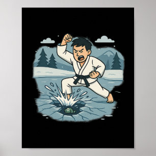 Funny Break Ice Karate Chop Martial Arts Spaß Poster