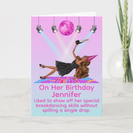 Funny Breakdancing Disco Doll Birthday Card Karte (Vorderseite)