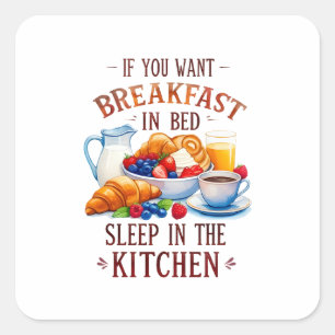 Funny Breakfast Food Design Quadratischer Aufkleber
