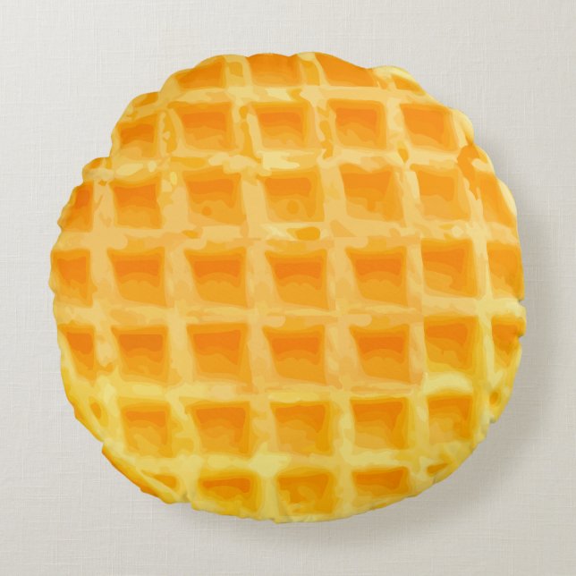 Funny Breakfast Waffeldesign Rundes Kissen (Vorderseite)