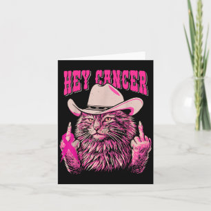 Funny Breast Cancer Awareness Western Pink Cat Wom Karte