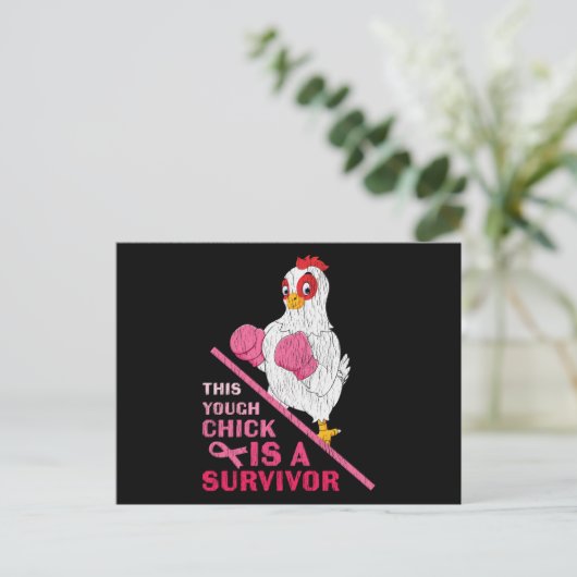 Funny Breast Cancer Warrior Survivor Girl Women Postkarte (Stehend Vorderseite)