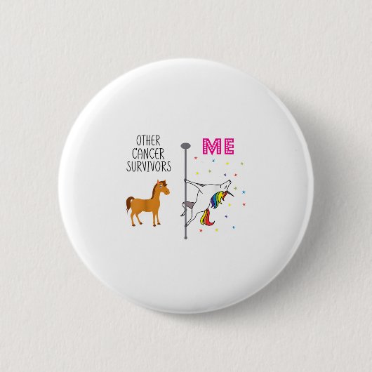Funny Breast Cancour Survivor Unicorn Rainbow Le D Button (Vorderseite)