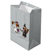 Funny Briand Groom Beaver Gift Bag Mittlere Geschenktüte (Vorderseite Schrägansicht)