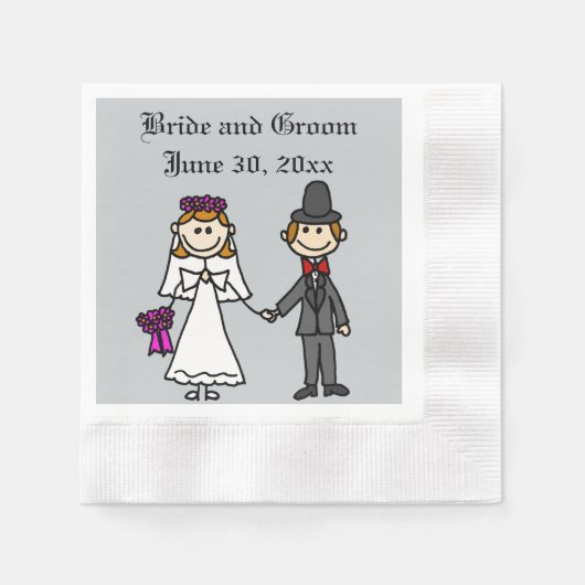 Funny Briand Groom Wedding Cartoon Serviette (Vorderseite)