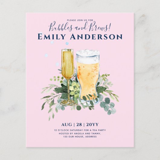 Funny Bridal Shower Einladungen Bubbles in Brews Flyer (Vorne)