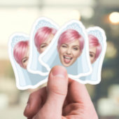 Funny Bride Face - Custom Foto with Veil & Tiara Aufkleber