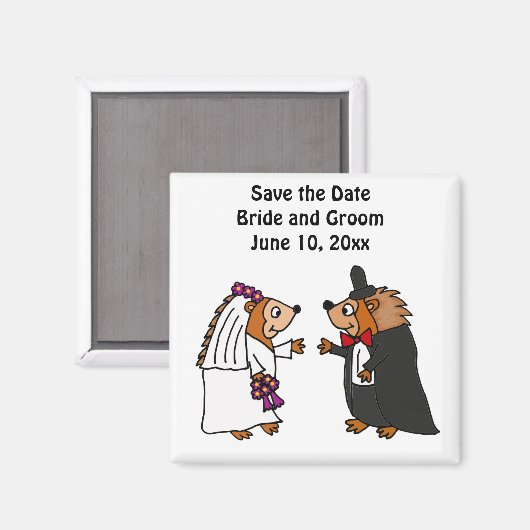 Funny Bride Groom Igel Hochzeit Art Magnet (Vorderseite/Rückseite)