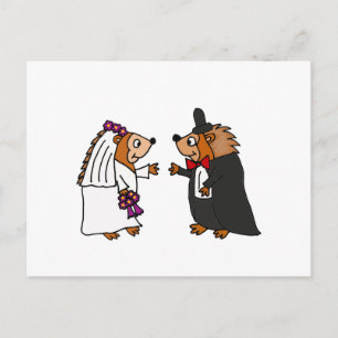 Funny Bride Groom Igel Hochzeit Art Postkarte