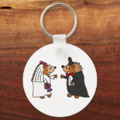 Funny Bride Groom Igel Hochzeit Art Schlüsselanhänger (Vorderseite)