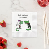 Funny Bride und Groom Alligator Hochzeit Art Serviette (Beispiel)