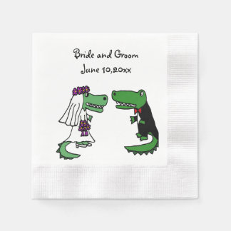 Funny Bride und Groom Alligator Hochzeit Art Serviette